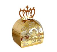 Candy Box 50pcs Gold Wedding Party Rose Cut Hollow Candy Baptism Chocolate Packaging Box(Gold Rose Crown,20PCS)