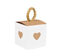 Candy Box White Brown Heart Candy Boxes,Wedding Birthday Party Chocolate Packaging Box(50PCS)