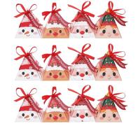 Candy Boxes For Christmas,16 Units With Red Ribbons - Christmas Paper Boxes With Ribbon,For Chocolates Cupcakes Brownies Donut Lollipops Family Friends