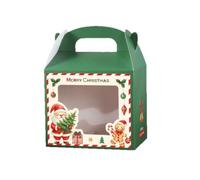 Candy Boxes Tote Paper Bags Christmas Gift Boxes With Clear Window and Portable Handle For Cookies Candies Xmas Holiday Party Supplies
