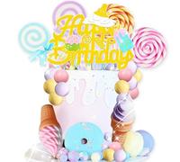 Candy Cake Toppers Ice Cream Cake Topper Candyland Cake Topper with Ice Cream for Sweet Theme Birthday Baby Shower Bridal Shower Party Supplies
