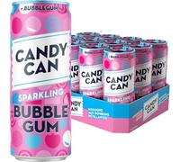 Candy Can Bubblegum Fizzy Drink, (12 x 330ml Cans), Low Calorie Sparkling Soda with Nostalgic American Bubblegum Flavour, No Added Sugar, Vegan, Gluten Free