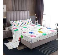 Candy Cane Bed Sheet Set Colorful Sweet Lollipop Bedding Set Cartoon Colorful Candy Bed Sheets for Boys Girls Children Teens Bed Set Colorful King Size With 2 Pillow Case