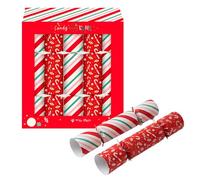 Candy Cane Christmas Crackers 12 Inch 10 Pack - Red Ribbon Ties, Candy Cane Theme | Holiday Party Table Decorations, Family Xmas Dinner Favors, Festive Celebration Accessories | Luxury Festive Table