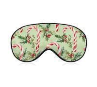 Candy Cane Christmas Cute Sleep Mask for Women Men Light Blocking Eye Shade Cover with Adjustable Elastic Strap