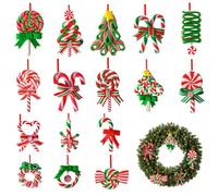 Candy Cane Christmas Decorations, 16Pcs Candy Cane Ornaments Hanging Christmas Tree Decorations for Holiday Home Party