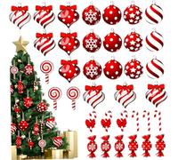 Candy Cane Christmas Decorations 36PCS/Set Wooden Gloss Candy Cane Ornaments Cute Candy Cane Decorations Hanging Peppermint Christmas Decorations for Xmas Tree Decor Candy Cane Decorations Peppermint