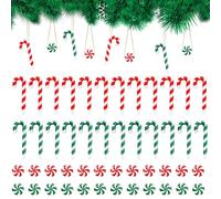Candy Cane Christmas Decorations, 48 Pcs Red Green Lollipops Candy Canes Christmas Tree Hanging Ornaments Pendant for Christmas Tree Decorations Holiday New Years Home Party Decor