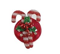 Candy Cane Christmas Sparkling Brooch - Light Up Battery Operated 4.2cm Brooch for Costume Dress Up, Xmas Party Props, Gifts