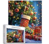 Candy Cane Christmas Stocking 1000 Piece Jigsaw Puzzles for Adults Christmas Tree Ornaments Art Jigsaw Puzzle Challenging Family Activity Games Colorful DIY Craft Puzzle for Home Decor Gifts 50×70cm
