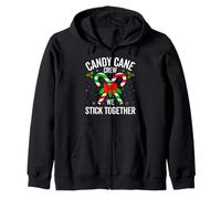 Candy Cane Crew We Stick Together Christmas Matching Couples Zip Hoodie