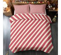 Candy Cane Duvet Cover Emperor, Red and White Stripes Bedding Set 3 Piece Soft Microfiber Quilt Cover Reversible Duvet Sets with 2 Pillows Zipper Closure L-44