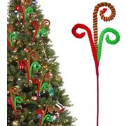 Candy Cane Grinchs Christmas Decorations, 6 Pcs Limo Green Christmas Tree Picks, 17 Inch Red and Green Christmas Ornaments for Christmas Tree Topper Filler, Big Large Candyland Xmas Decorations