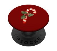 Candy Cane Holly Merry Christmas Happy Xmas Holidays PopSockets Swappable PopGrip