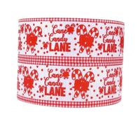 Candy Cane Lane Christmas Ribbon - 2m x 22mm Red & White Grosgrain Ribbon Piece for Crafts, Gift Wrapping, Cake Decorating, Hair Bows, Eve Boxes & Festive Decorations