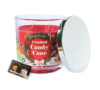 Candy Cane Lane Festive Scented Candles, 2-Wick Christmas Candle in Glass Jar with Silver Lid 350g, Long Burning, Winter Candle Gift - Includes ShopZee Candle Safety Tips Guide (Crushed Candy Cane)