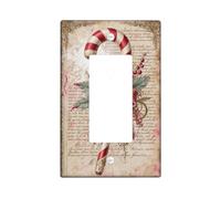 Candy Cane Light Switch Cover Plate/Outlet Covers, Red and White Holiday Decor, Vintage Style Wall Plates, Christmas Home Accents Single Rocker