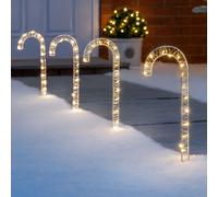 Candy Cane Lights Micro LED Christmas Battery Path Decorations Warm White 30cm x 4 Christow Cream One Size