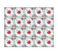 Candy Cane Paper Napkins - 20x Native Wood Pulp Decorative Berry Dinner Hand Napkins | 2-Ply Cocktail Napkns, Guest Towels for Winter Holiday Christmas Dinner Birthday Parties