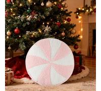 Candy Cane Pillow, Christmas Candy Cane Shaped Throw Pillow, White and Pink Stuffed Lollipop Plush Cushions, Christmas Home Decoration for Bedroom Sofa