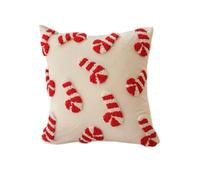 Candy Cane Pillow Cover - Simple to Use Peppermint Candy Throw Cushion, 45x45cm 18x18inch Winter Decor, Christmas Holiday Home Accessory, Pillowcase Decorative Item | Festive Peppermint Cover for Sofa