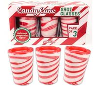 Candy Cane Shot Glasses, Edible Peppermint Cups for Christmas Parties, Holiday Drinkware, Festive Novelty Party Accessories, Hot Cocoa, Gifts and Stocking Stuffers, Pack of 3