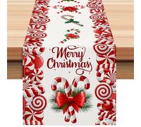 Candy Cane Table Runner,Decorative Holiday Decor Table Cloth | Washable Dining Table Decoration Tablecloth for Christmas Holiday Farmhouse Table Decoration