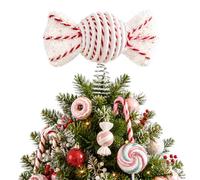 Candy Cane Tree Topper, Red White Peppermint Candy Tree Topper | Red and White Wrapped Candy Christmas Tree Topper, 15 cm Wide, 50g, with 6 cm Spiral Spring Base