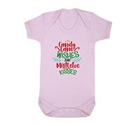 Candy Cane Wishes and Mistletoe Kisses [BCX] Baby Grow Vest, 6-12 Months, Pastel Pink