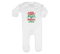 Candy Cane Wishes and Mistletoe Kisses [BCX] Baby Romper Jumpsuit with feet, 3-6 Months, White