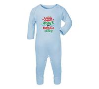Candy Cane Wishes and Mistletoe Kisses [BCX] Baby Romper Jumpsuit with feet, 6-12 Months, Pastel Blue