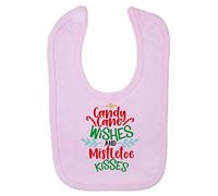 Candy Cane Wishes and Mistletoe Kisses [BCX] Cotton Baby bib - Pastel Pink