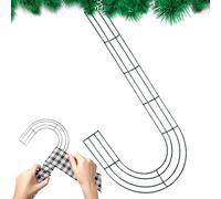 Candy Cane Wreath - Candy Cane Shaped Wire Wreath Frame, Metal J Letter Rings, Rust-Resistant Holiday Wreathes Base, Flower Wreathes Frames, Seasonal Décor Accessories for Christmas, New Year Party