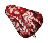 Candy Canes Bike Seat Cushion Waterproof Bicycle Seat Cover with Drawstring Comfort Dustproof Rain Proof Protection Bike Seat for Outdoor Most Bicycles Mountain Road Bikes