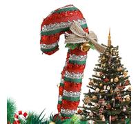 Candy Canes Christmas Decoration - Christmas Tree Decoration Candy Cane Pendant, Red and White Fabric Decoration with Bell and Bow, Cute Christmas Decoration for Autumn, Winter, Garden, Indoors