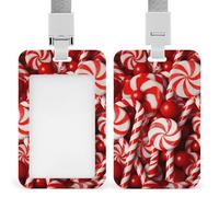 Candy Canes Id Badge Holder,Name Tag Holder with Detachable Lanyard,Waterproof Design Id Card Holder for Office, Workplace