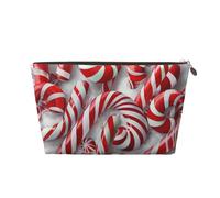 Candy Canes in Snow Printed Travel Cosmetic Bags with Gold Zipper Makeup Organizer Cosmetic Case Toiletry Bag for Women Mom Girls