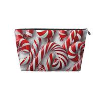 Candy Canes in Snow Printed Travel Cosmetic Bags with Silver Zipper Makeup Organizer Cosmetic Case Toiletry Bag for Women Mom Girls
