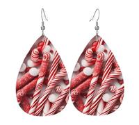 (Candy Canes) Lightweight Leather Earrings For Women Elegant Dangle Drop Earrings For Casual Party Everyday Wear