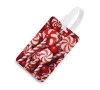 Candy Canes Luggage Tag Cute Unique Travel Bag Tag Personalized Luggage Tag ID Label Address Card and Durable Round Ring Travels Gift Airport Essentials White-Style