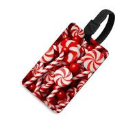 Candy Canes Luggage Tag Cute Unique Travel Bag Tag Personalized Luggage Tag ID Label Address Card and Durable Round Ring Travels Gift Airport Essentials Black-Style