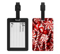 Candy Canes Luggage Tags for Suitcases Personalized Luggage Tags Business Card Holder Travel ID Bag Tag with Address Card Quick Spot Baggage Identifier for Carry On