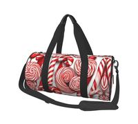 Candy Canes Print Travel Duffel Bag, Foldable Gym Bag Overnight Weekend Bags for Women, Large Holdall Bag Cabin Bag for Sports and Travel