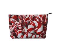 Candy Canes Printed Makeup Bag Corduroy Travel Cosmetic Bags Cosmetic Case Toiletry Bag Organizer for Women Mom Girls