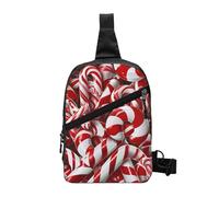 Candy Canes Printed Sling Bag Gym Bags for Men Women, Foldable Sports Shoulder Chest Bag for Running Hiking Cycling Travel Work