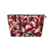 Candy Canes Printed Travel Cosmetic Bags with Gold Zipper Makeup Organizer Cosmetic Case Toiletry Bag for Women Mom Girls