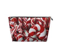 Candy Canes Printed Travel Cosmetic Bags with Silver Zipper Makeup Organizer Cosmetic Case Toiletry Bag for Women Mom Girls