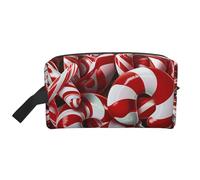 Candy Canes Prints Makeup Bags for Women Girls Large Capacity Zipper Cosmetic Bag Travel Toiletry Bag Organizer with Handle