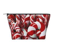 Candy Canes Prints Trapezoid Makeup Bag Travel Cosmetic Organizer with Foam Padding for Gym, Office, and Weekend Trips