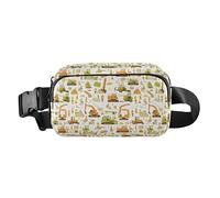 Candy Canes Snowflakes Cartoon Men Women Stylish Fanny Waist Pack for Shopping Sports Work, Building People Construction Equipment Color Cartoon, One Size
